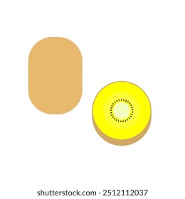 Simple and pop illustration of gold kiwi