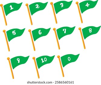 A simple and pop illustration set of flags with numbers
