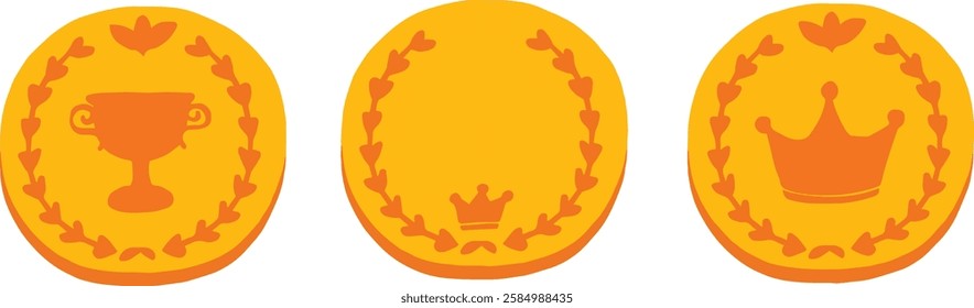 Simple and pop illustration set of gold medal
