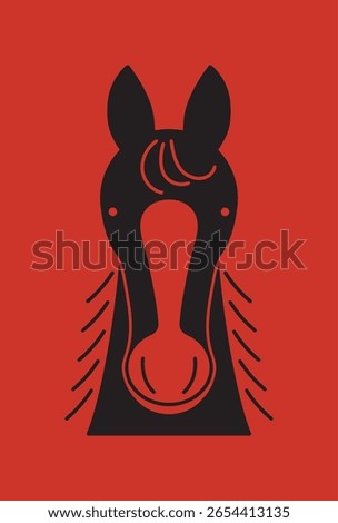 Simple, pop line drawing of a horse's front face