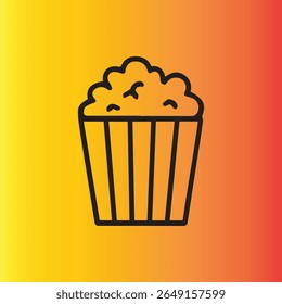 Icono simple de palomitas de maíz en un fondo de gradiente cálido perfecto para la ilustración de alimentos o el diseño de Elementos visuales de bocadillos de película