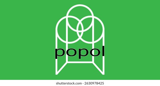 Simple Popol Up Logo Image. Green Geometric Popol Shape Line Style Isolated on Double Background. Flat Vector Logo Design Template Elements That Can Be Used for Business and Brand Logos.