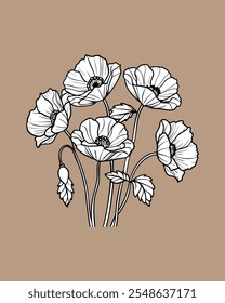 Simple poppy flower vector design