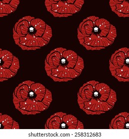Simple poppy pattern. Vector illustration