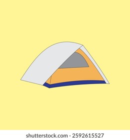 Simple portable camping tent vector illustration. Outdoor activities equipment