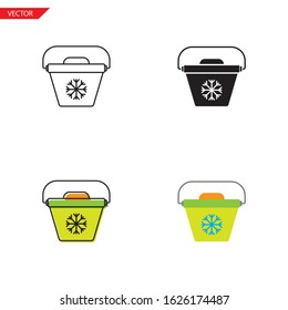 Simple portable fridge icon on white background 4 types such as outline, black, color, outline and color. Vector illustration.