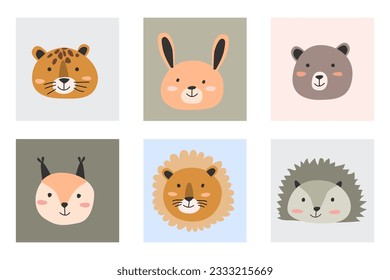 simple portrait animals of scandinavian style