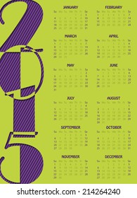 Simple portrait calendar design for the year 2015