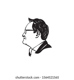 Simple portrait man side view logo and icon design