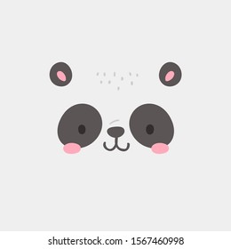 Simple portrait, pretty little animal avatar. Cute panda head Scandinavian vector illustration for baby shower, cards, posters, invitation, clothes 