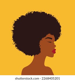 Simple portrait of a young woman. Afro hairstyle. Vector illustration