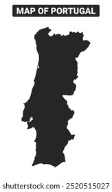 Simple Portugal Black map flat vector illustration