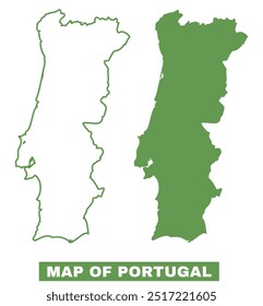 Simple Portugal Outline Flat Map vector illustration set