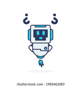 Simple pose cute character robot mascot logo illustration blue