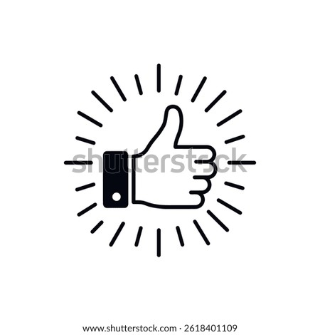 A Simple, Positive Thumbs Up Graphic Symbol with Radiating Lines for Agreement