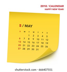 Simple Post it calendar for 2018 years. Week starts from Sunday.