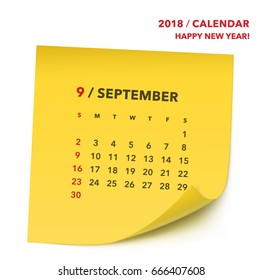 Simple Post it calendar for 2018 years. Week starts from Sunday.