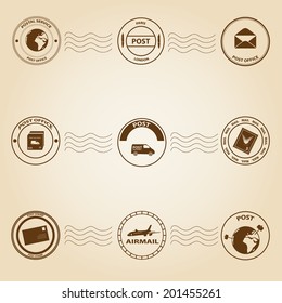 simple post and mail stamps set eps10