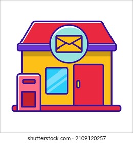 Simple post office building vector illustration isolated on white background. Post office icon
