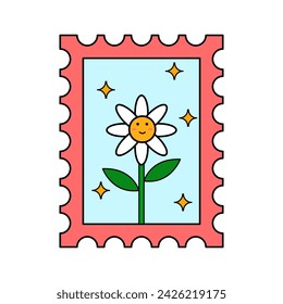 Simple post stamp with white flower and blink