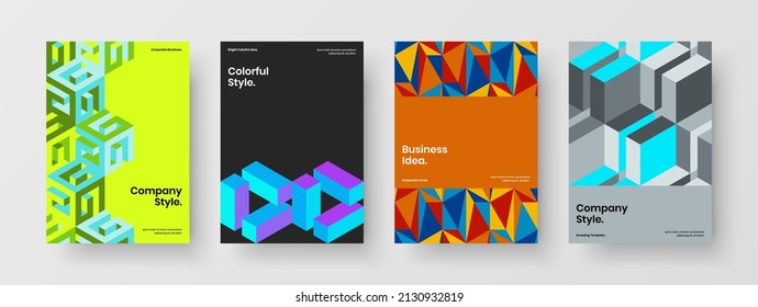 Simple postcard A4 design vector layout composition. Isolated mosaic tiles corporate identity template collection.