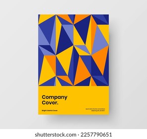 Simple postcard A4 vector design layout. Creative geometric hexagons booklet template.