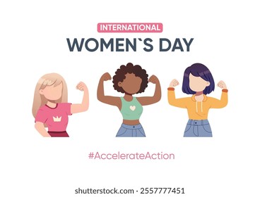 Simple postcard, banner, poster action, womens diversity womens international day.