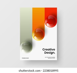 Simple postcard vector design concept. Vivid 3D balls cover layout.