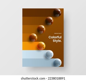Simple poster A4 design vector illustration. Isolated realistic spheres company brochure layout.