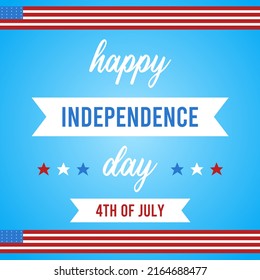 afiche simple con la bandera estadounidense para la celebración del Día de la Independencia americana el 4 de julio
