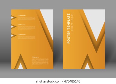 simple poster design template, abstract orange background with triangles