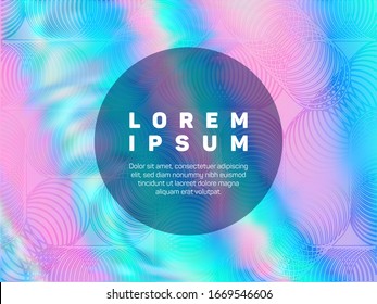 Simple poster glitch holographic vector layout design. Business card blurred holo backdrop. Hipster glitch hologram gradient background for poster.
