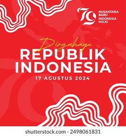 simple poster of Indonesian independence, August 17, 2024 for instagram feed