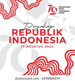 simple poster of Indonesian independence, August 17, 2024, for instagram feed V2