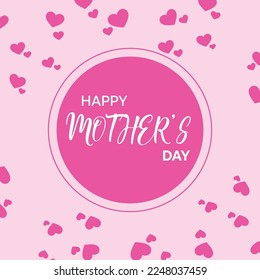 simple poster for mother's day. happy mother's day postcard with hearts. pink holiday card.
