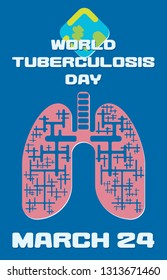 simple poster for world tuberculosis day on blue