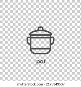 Simple pot icon. Stroke pictogram. Vector illustration isolated on a transparent background PNG. Premium quality symbol. Vector sign for mobile app and web sites.