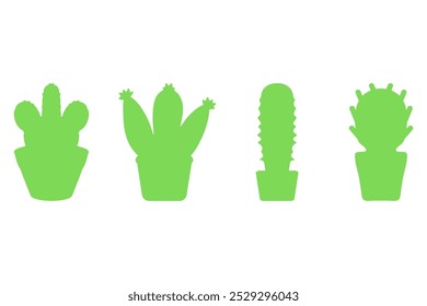 Simple potted cactus illustration design set