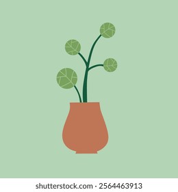 Simple potted plant illustration against a soft green background