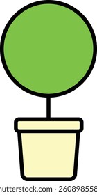 Simple Potted Plant Illustration with Big Round Green Leaves