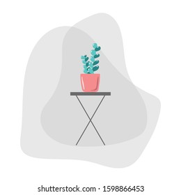 Simple potted plant vector on table.Great for invitation, greeting card, packages, wrapping, etc. Botanical illustration design.