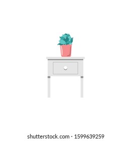 Simple potted plant vector on table.Great for invitation, greeting card, packages, wrapping, etc. Botanical illustration design.