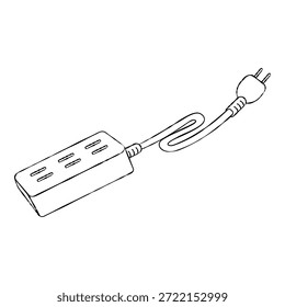 Einfaches Netzteil mit Plug-Illustration auf Schwarz