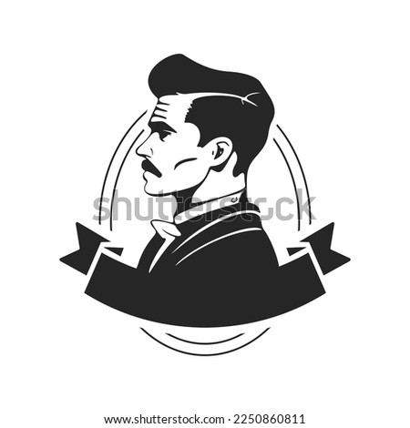 A simple but powerful black and white logo depicting a stylish and brutal man. For your business.