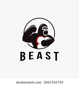 Simple powerful gorilla logo icon vector illustration template on white background
