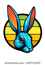 A simple and practical rabbit logo vector with a combination of several modern colors suitable for use as an icon
