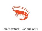 Simple Prawn Logo Illustration in Minimalist Design for Restaurant or Seafood Business