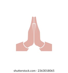 simple praying hands icon. concept of giving, support, spirituality, gratitude, spirit, hinduist, blessing, shrift. isolated on white background flat style trend modern logo design vector illustration