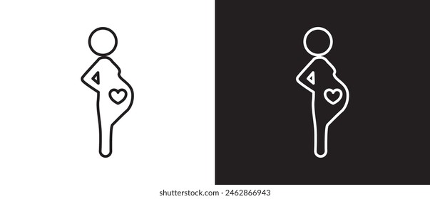 Simple Pregnant icon in line style, Priority symbols for disabled passenger Simple set of Priority Seat icons, Human vector signs.   Vector illusration in black and white background.