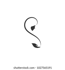 Simple pregnant woman logo vector design element, mother care concept